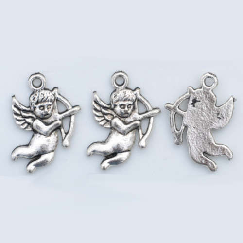 Charms & Pendants, Antiqued Silver Cupid Angel Charms, 20mm (Loose)