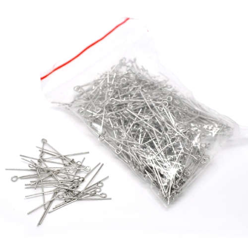 Eye Pins, Silver Tone Open Eye Pins 21 Gauge, 3cm (50Pcs)
