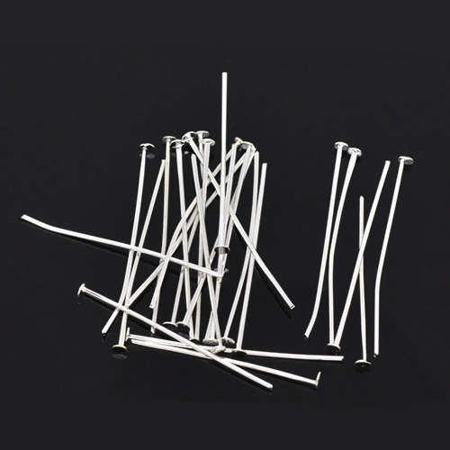 Headpins, Alloy Head Pins, Shiny Silver Plated Headpins 21 Gauge, 3.5cm (20Pcs)