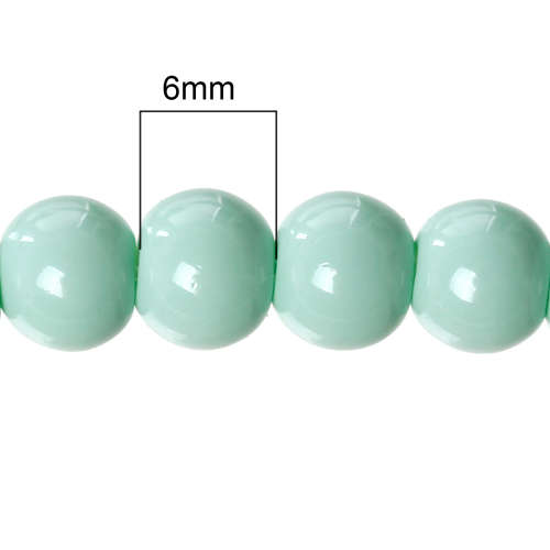 Beads, Glass Beads, Opaque Mint Green Round Glass Beads, 6mm (Loose)