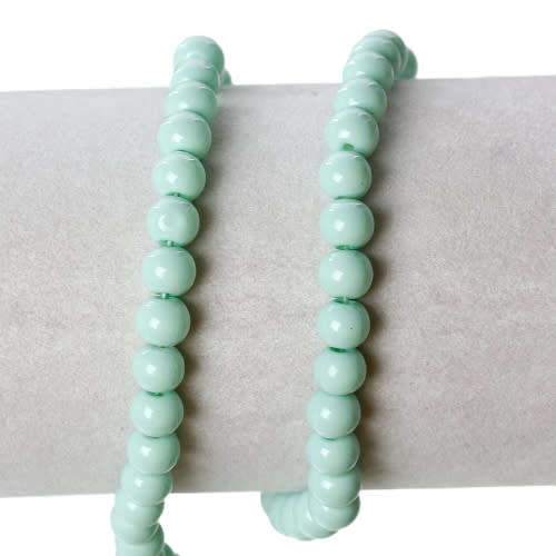 Beads, Glass Beads, Opaque Mint Green Round Glass Beads, 6mm (Loose)