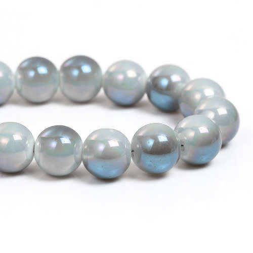 Beads, Glass Beads, Opaque Blue And Silver AB Glass Beads, 8mm (Loose)