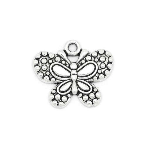 Charms, Antique Silver Butterfly Charms, 24mm (Loose)