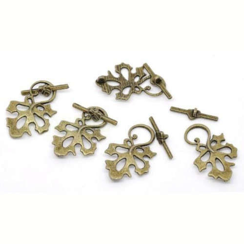 Clasps & Hooks, Toggle Clasps, Antique Bronze Vine Leaf Toggle Clasps, 31x21mm (Loose)
