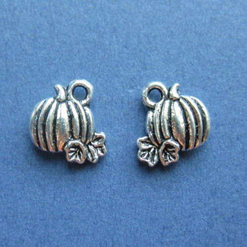 Charms, Antique Silver Pumpkin Charms, 10mm (Loose)