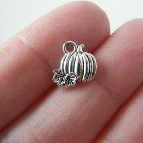 Charms, Antique Silver Pumpkin Charms, 10mm (Loose)
