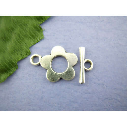 Clasps & Hooks, Toggle Clasps, Silver Plated Daisy Flower Toggle Clasps, 20x16mm (Loose)