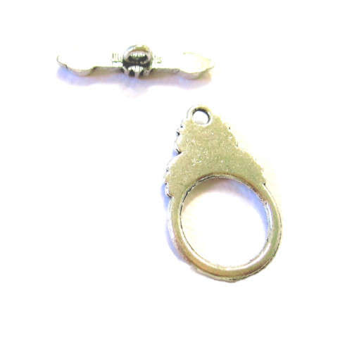 Clasps & Hooks, Toggle Clasps, Antique Silver Ornate Floral Toggle Clasps, 24x15mm (Loose)