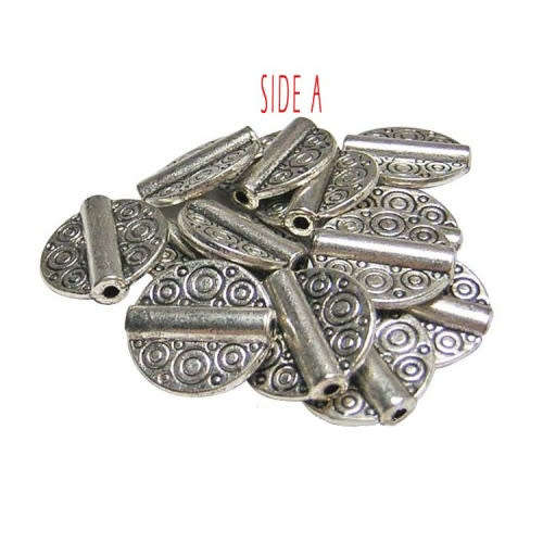 Beads, Metal Beads, Flat Double Sided  Circle Design Antique Silver Spacer Beads, 10mm (Loose)