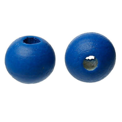 Beads, Natural Beads, Royal Blue Round Wooden Beads, 10mm (Loose)