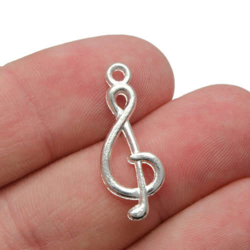 Charms, Metal Charms, Antique Silver Music Note Charms, 27mm (Loose)