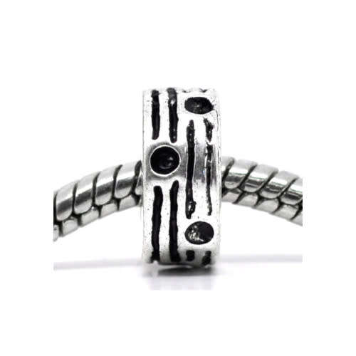 Beads, Stopper Beads, Metal Beads, Carved European Bead Stopper With Rubber Insert, 11mm (Loose)