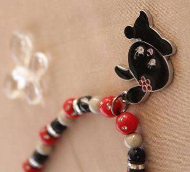 NECKLACE FOR GIRLS - RHINESTONE BEAD NECKLACE - RED, BLACK & WHITE