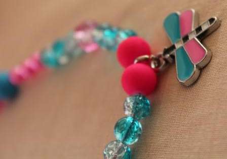 NECKLACES FOR GIRLS - HOT PINK & BLUE GLASS BEAD