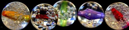 ACRYLIC - STRAIGHT HOLE - BEADS - COLORFUL ROUND BUBBLE DESIGN - 10mm
