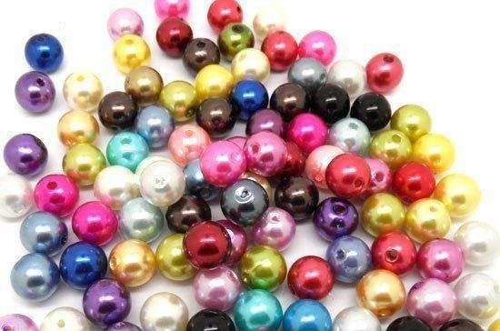 GLASS PEARLS - BEADS - MIXED COLORS - 12mm