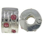 Rondelle Clip On Bead Stopper With Pink Rhinestones For 3mm Snake Chain Bracelets
