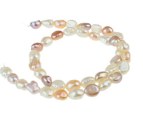 FRESHWATER PEARL BEADS - STRAIGHT DRILLED -3 SHADES PASTEL COLORS - 8 - 9mm - 39cm STRAND