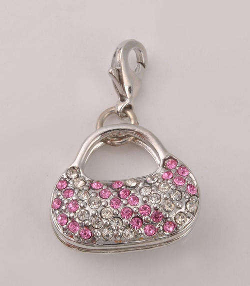 HANDBAG WITH RHINESTONE CLIP ON CHARMS