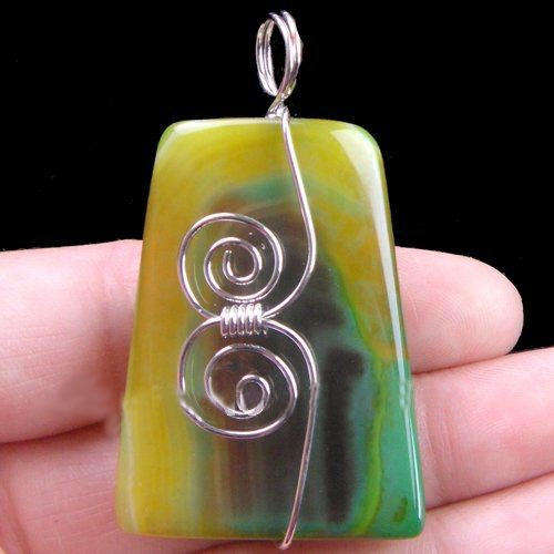 PENDANTS - AGATE - DRAGON VEINS - WIRE WRAPPED