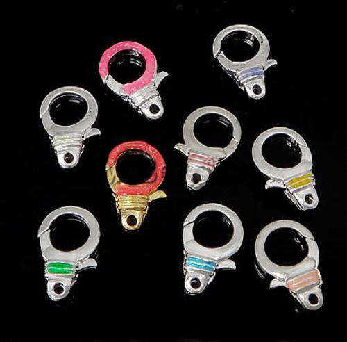LOBSTER CLASPS - COLORED ENAMEL - ROUND SHAPED