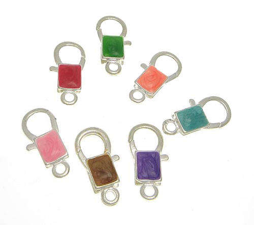 LOBSTER CLASPS - COLORED ENAMEL - SQUARE SHAPED