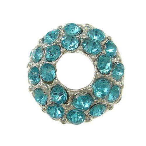 PANDORA STYLE RONDELLE BLUE RHINESTONE SPACERS