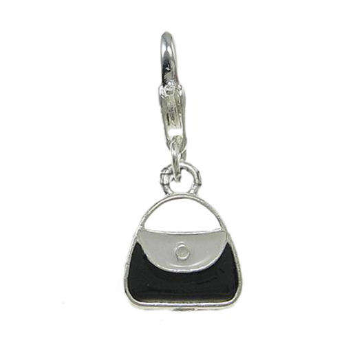 HANDBAG CHARMS - CLIP ON - BLACK & SILVER