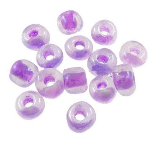 SEED BEADS - COLOR LINED GLASS  - ROUND - PURPLE -  3 x 3.6 MM
