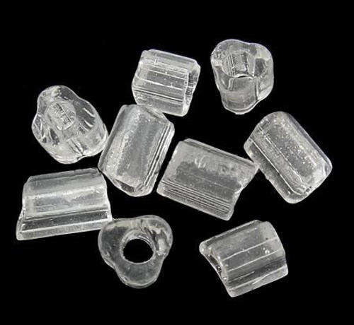 TRANSPARENT GLASS SEED BEADS - TUBE - TRANSLUCENT CLEAR 4 X 5 MM