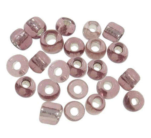 SEED BEADS - SILVER LINED GLASS  - ROUND - LIGHT PURPLE -  2 X 1.9 MM