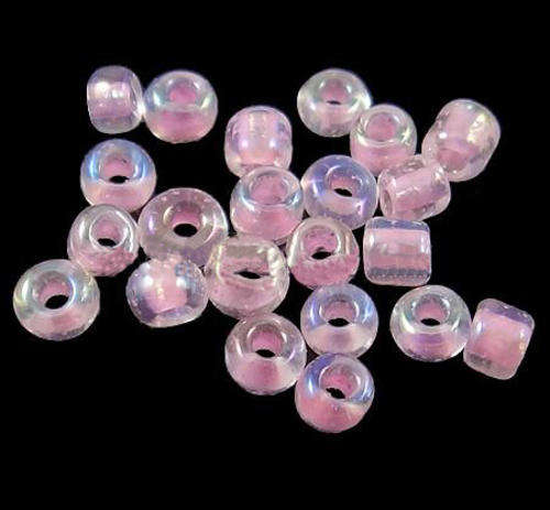 SEED BEADS - COLOR LINED GLASS  - ROUND - BABY PINK-  2 x 1.9 MM