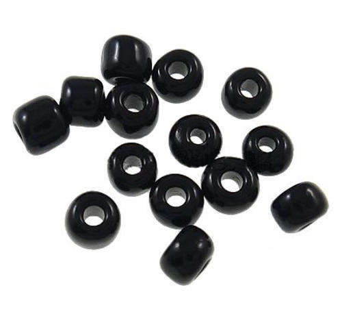 OPAQUE GLASS SEED BEADS - ROUND - BLACK -  2 X 3 MM