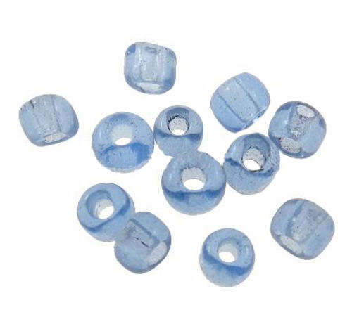 SEED BEADS - TRANSPARENT GLASS - ROUND- TRANSLUCENT LIGHT BLUE - 2x3mm - SOLD PER 25g PACKET