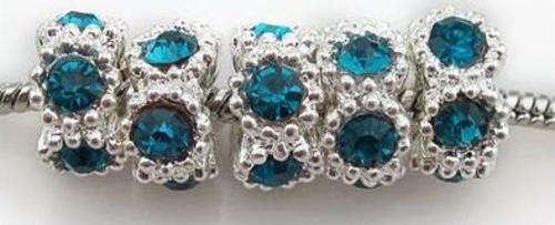 PANDORA STYLE RHINESTONE SPACERS - DARK CYAN