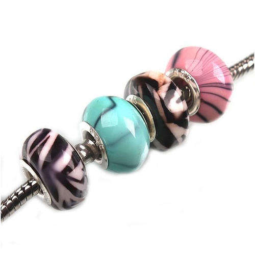 PANDORA STYLE RESIN BEADS - ASSORTED - STRIPED