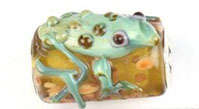 UNIQUE GLAZED GLASS LAMPWORK CORE SPACER BEADS - FROG DESIGN
