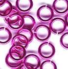 JUMP RINGS - 22 GAUGE SAW CUT COPPER COLOR PLATED - 8MM - FUSCHIA