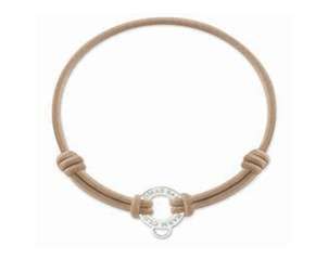 BROWN COTTON-RUBBER BRACELET WITH CHARM CARRIER