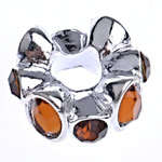 PANDORA STYLE SPACER BEAD WITH LIGHT BROWN RHINESTONES