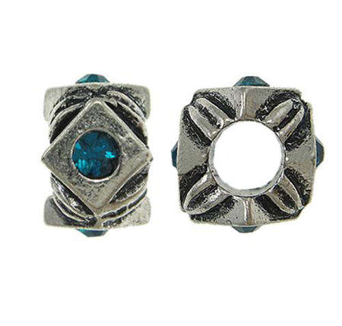 PANDORA STYLE SPACER BEADS WITH BLUE RHINESTONES