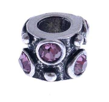 EUROPEAN STYLE - DRUM BEAD WITH PINK RHINESTONES