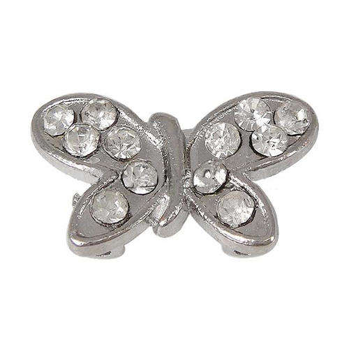 CONNECTORS WITH RHINESTONES - PLATINUM COLORED - BUTTERFLY
