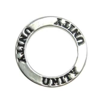 CONNECTOR - LINKING RING - ANTIQUE SILVER - DONUT - WITH ENGRAVED LETTERING - UNITY
