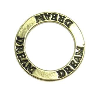 LINKING RING  - ANTIQUE GOLD - DONUT WITH ENGRAVED LETTERING - DREAM