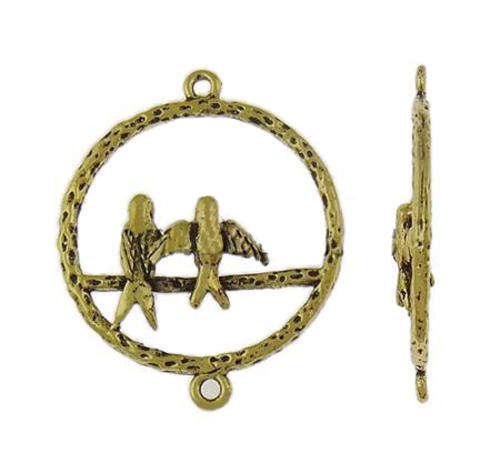 CONNECTORS - ANTIQUE GOLD COLOR PLATED - BIRD DESIGN