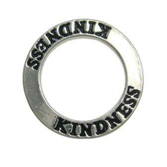LINKING RING - ANTIQUE SILVER - DONUT - WITH ENGRAVED LETTERING - KINDNESS