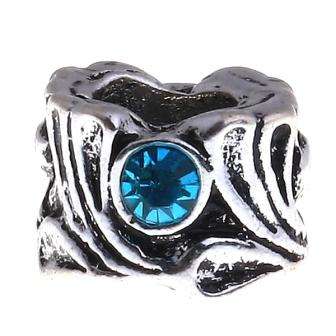 EUROPEAN STYLE - RONDELLE - SPACER BEADS WITH BLUE RHINESTONES