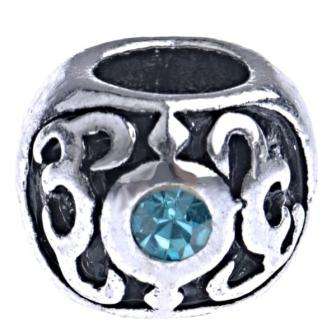 PANDORA STYLE DRUM BEADS VINTAGE DESIGN WITH BLUE RHINESTONES