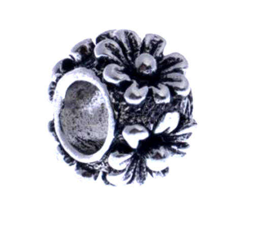 PANDORA STYLE - DRUM BEADS WITH VIVID FLOWER PATTERN